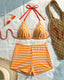 Striped Halter Bikini Set