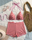 Striped Halter Bikini Set
