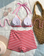 Striped Halter Bikini Set
