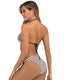 Striped Halter Neck Backless Bikini Set