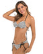 Striped Halter Neck Backless Bikini Set