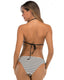 Striped Halter Neck Backless Bikini Set