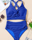 SLIM® Textured Knot-Front High-Waist Bikini Set