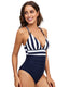V-Neck Crisscross One-Piece Swimsuit
