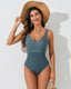 SLIM® Deep V Sexy Color Block U-Back One-Piece Swimsuit