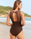 Mesh Backless Ruched One-Piece Swimsuit