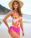Floral Print Crisscross Back Tankini Swimsuit