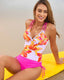Floral Print Crisscross Back Tankini Swimsuit