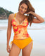 Floral Print Crisscross Back Tankini Swimsuit