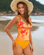 Floral Print Crisscross Back Tankini Swimsuit