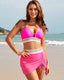 Boho Zigzag Bikini Set with Mesh Skirt
