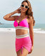 Boho Zigzag Bikini Set with Mesh Skirt