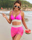 Boho Zigzag Bikini Set with Mesh Skirt
