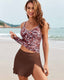 Printed Ruched Tankini Skirt Set