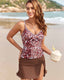 Printed Ruched Tankini Skirt Set