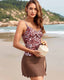 Printed Ruched Tankini Skirt Set