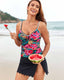 Printed Ruched Tankini Skirt Set