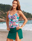 Printed Ruched Tankini Skirt Set