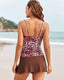 Printed Ruched Tankini Skirt Set