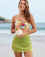 Floral Print Ruched Skirt Bikini Set