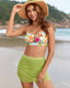 Floral Print Ruched Skirt Bikini Set