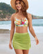 Floral Print Ruched Skirt Bikini Set