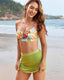 Floral Print Ruched Skirt Bikini Set
