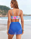 Floral Print Ruched Skirt Bikini Set