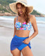 Floral Print Ruched Skirt Bikini Set