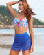 Floral Print Ruched Skirt Bikini Set