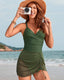 Ruched Drawstring One-Piece Swim Dress