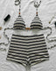 Striped Halter Bikini Set