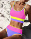 3 Piece Colorblock Tankini Skirt Set