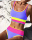 3 Piece Colorblock Tankini Skirt Set