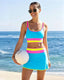 3 Piece Colorblock Tankini Skirt Set