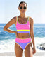 3 Piece Colorblock Tankini Skirt Set