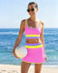 3 Piece Colorblock Tankini Skirt Set