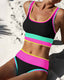 3 Piece Colorblock Tankini Skirt Set