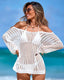 Off Shoulder Openwork Knit Beach Cover Up