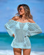 Off Shoulder Openwork Knit Beach Cover Up
