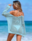 Off Shoulder Openwork Knit Beach Cover Up