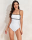SLIM® Adjustable Strap Stylish Color Block One-Piece Swimsuit