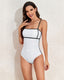 SLIM® Adjustable Strap Stylish Color Block One-Piece Swimsuit