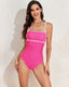 SLIM® Adjustable Strap Stylish Color Block One-Piece Swimsuit