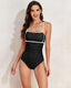 SLIM® Adjustable Strap Stylish Color Block One-Piece Swimsuit
