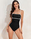 SLIM® Adjustable Strap Stylish Color Block One-Piece Swimsuit