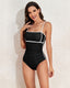 SLIM® Adjustable Strap Stylish Color Block One-Piece Swimsuit