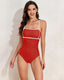SLIM® Adjustable Strap Stylish Color Block One-Piece Swimsuit