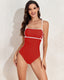 SLIM® Adjustable Strap Stylish Color Block One-Piece Swimsuit