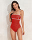 SLIM® Adjustable Strap Stylish Color Block One-Piece Swimsuit